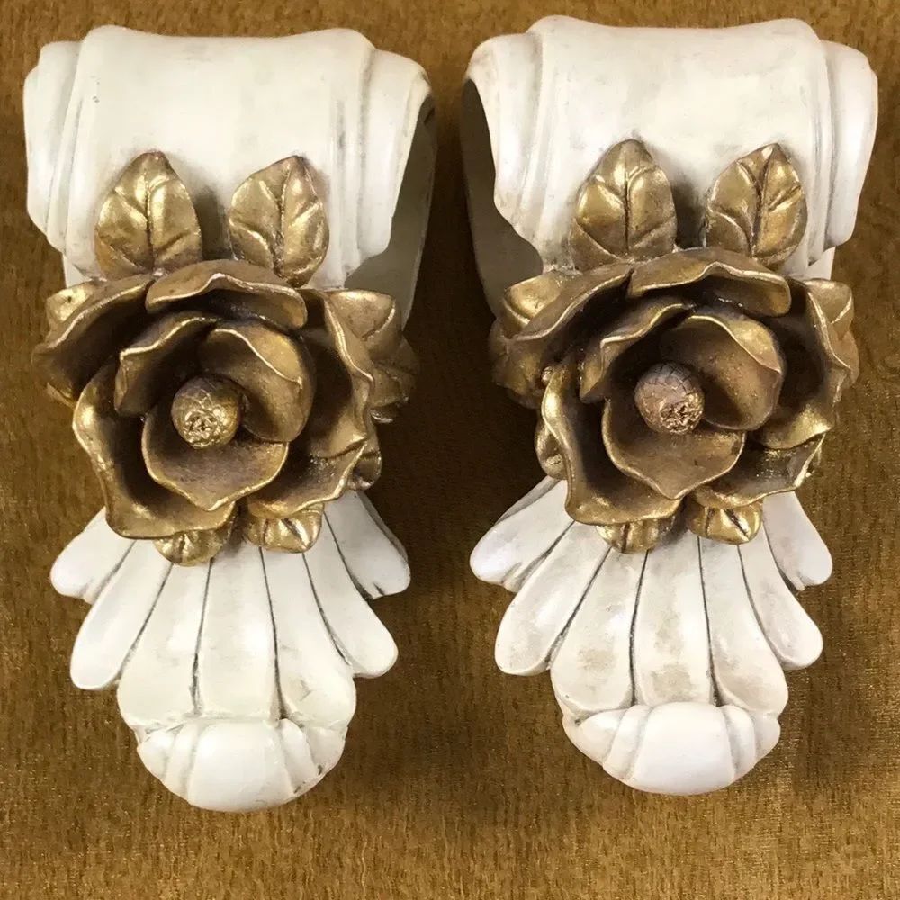 VTG,Flowers Vases Curtains Rod Brackets Flowers